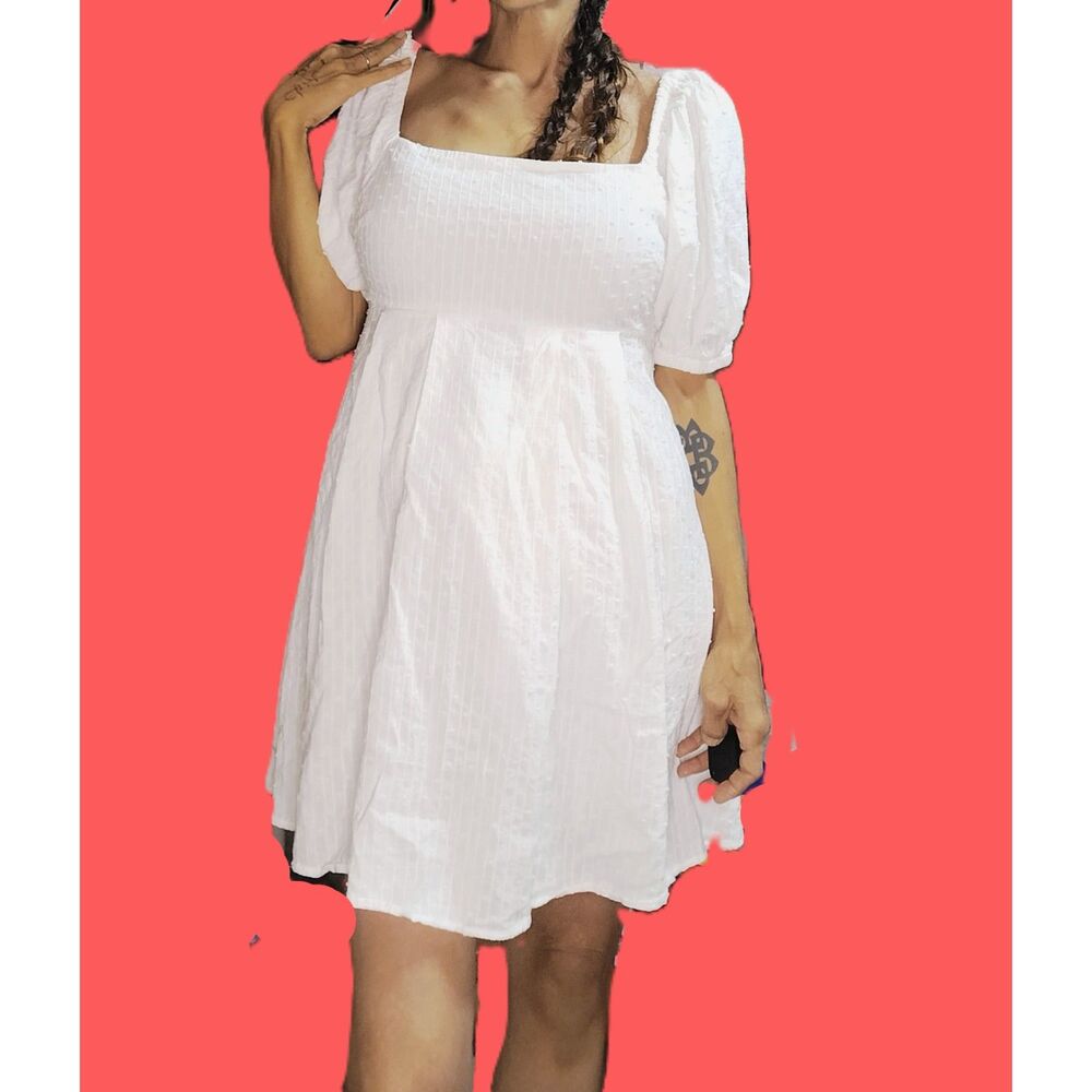 Altar'd State ~ White Babydoll Mini Dress ~ Medium